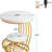 19.68" Modern Round End Table With 2-Tier Storage – Faux Marble & Accent Table, Small Modern Side Table Or Bedside Nightstand With Metal Arc Frame