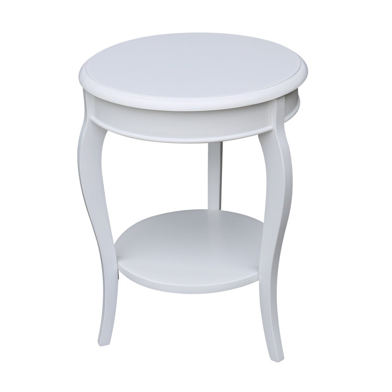 Table de bout en bois massif à 3 pieds Maretti, blanc