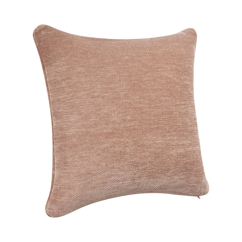 Domer Modern Turkish Solid Color Chenille Throw Pillow Cover, Beige, Square 20", Pillow Cover Only - No Insert