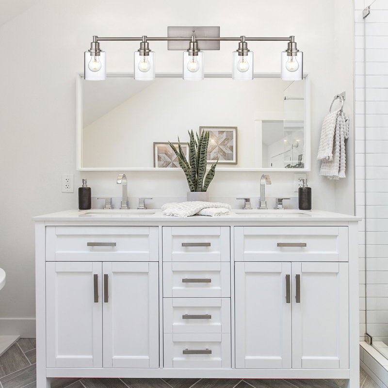 Éclairage pour meuble-lavabo à 5 lumières Fosque, Nickel brossé