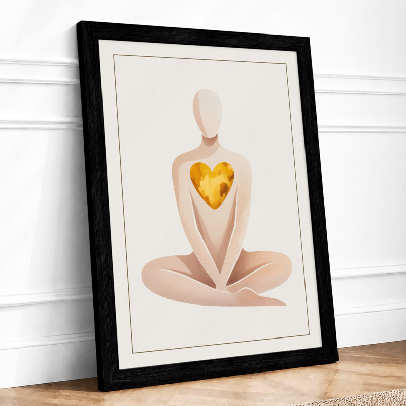 Heart in Hand Minimalist - Framed Print, A1 - 84.1 x 59.4 cm, Black