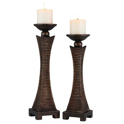 15.75" and 17.5" Tall "Kayan" Candleholder (Set of 2)