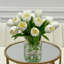 White Tulips Centerpiece In Glass Vase