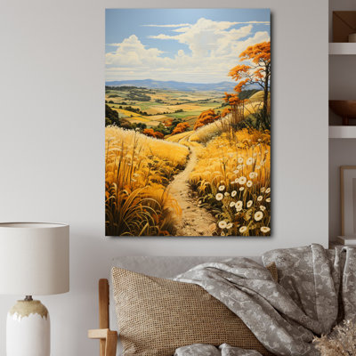 «Farm Harvesting Gold Pastoral I - Landscape & Nature», reproduction d'art sur toile