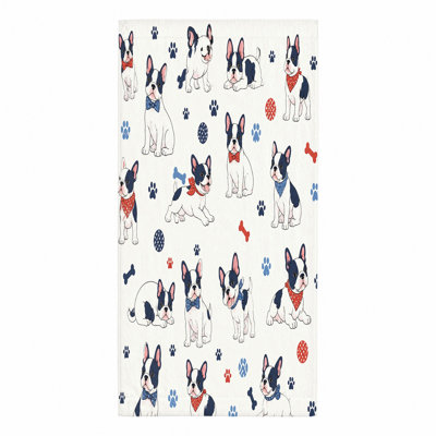 1 serviette de plage bouledogue français, motif de chiot mignon à séchage rapide pour la natation, les voyages, le camping, la décoration intérieure, les activités de plein air, les essentiels