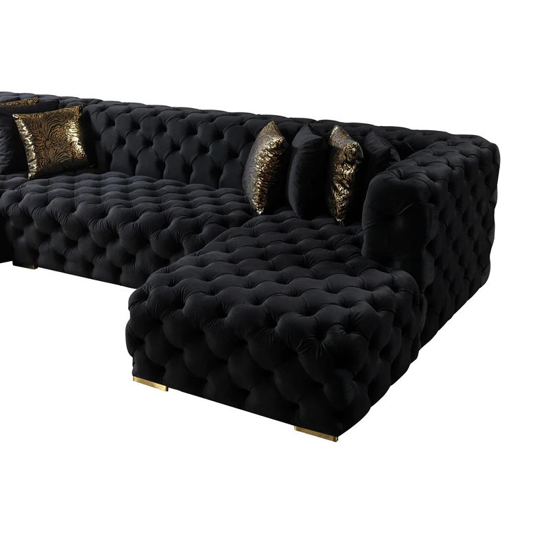 Canapé modulaire Madelene, Velours noir