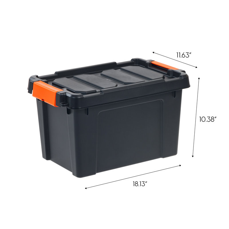 22 Qt. Black Heavy-Duty Stackable Storage Bin Set of 4
