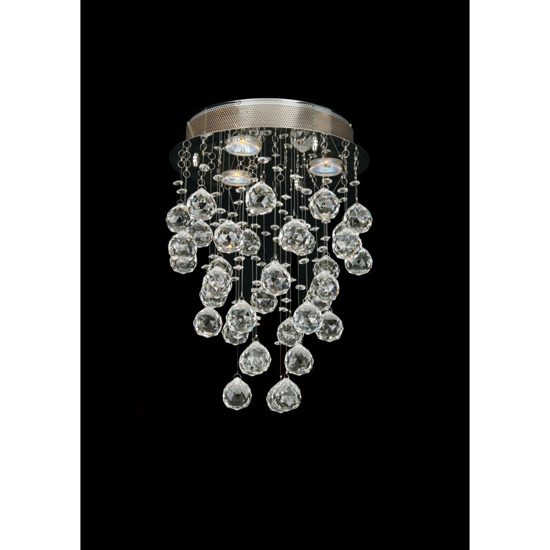 Mendel 3-Light Transitional Crystal Semi Flush Mount , 14.5" H x 12" D