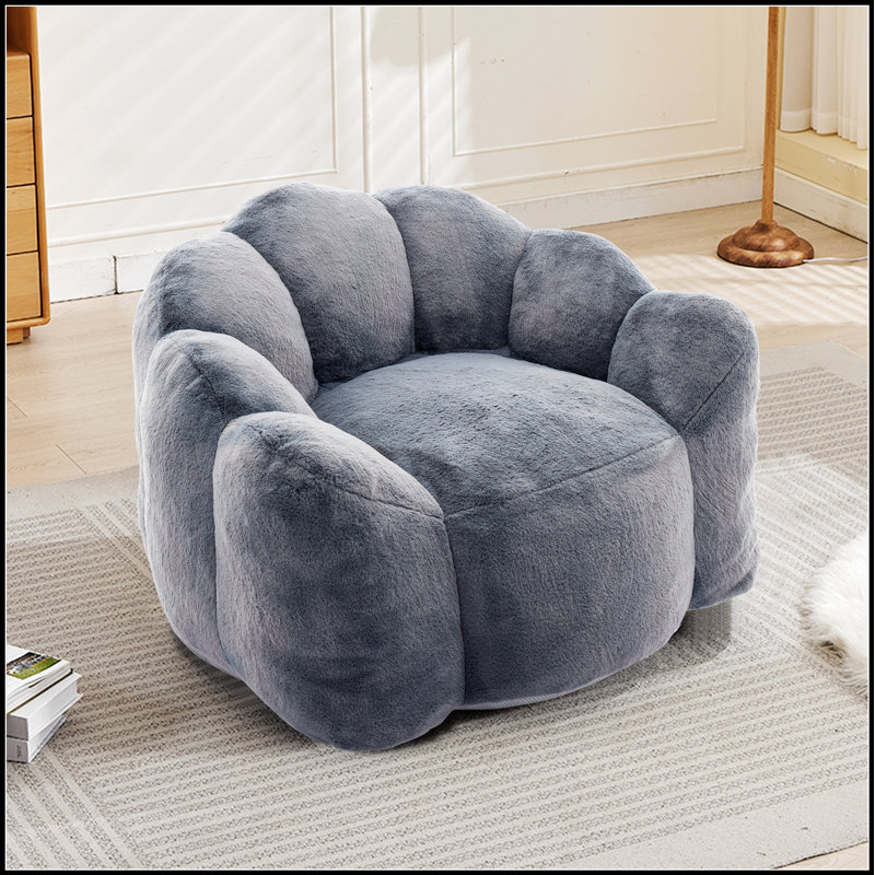 Lotus Type Compression Adult Bean Bag Sofa With Pull Ring, Easy To Move, No Installation, Suitable For Various Environments, Gray