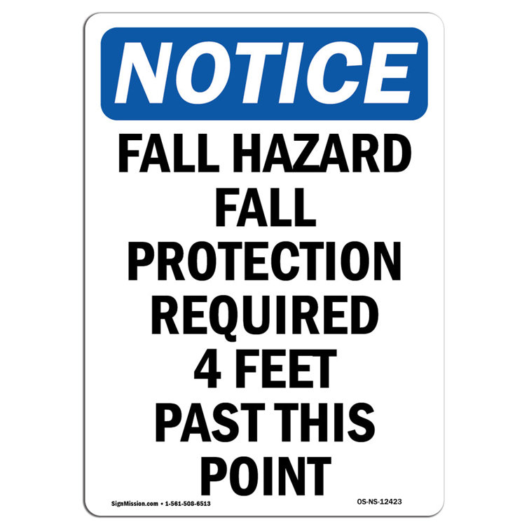 SignMission Fall Hazard Fall Protection Required Sign | Wayfair