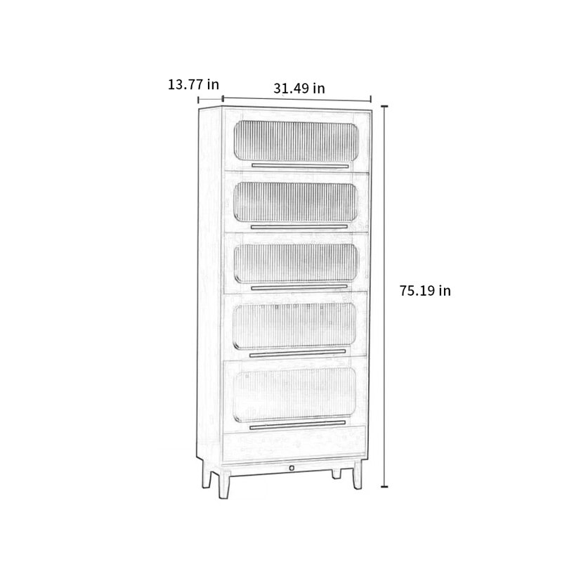 Barister Storage Bookcase, 75.19" H x 31.49" W x 13.77" D