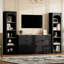 Meuble télé 70 po avec design, bibliothèque de style Mid-Century, tablettes réglables avec buffet rustique, noir pour buffet,-1079940369