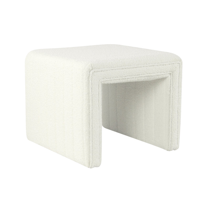 Aurealiz Modern Channel Ottoman, Cream Boucle