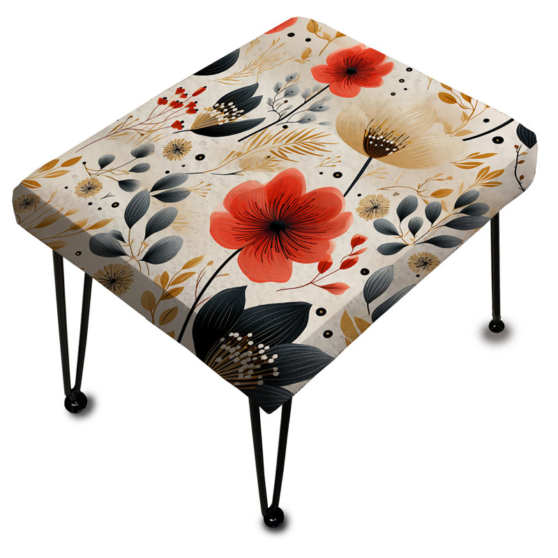 Watercolor Whimsy - motif floral corail - repose-pieds rectangulaire floral