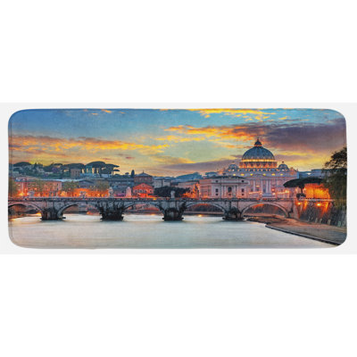 Traditional Solid Color Synthetic Kitchen Mat