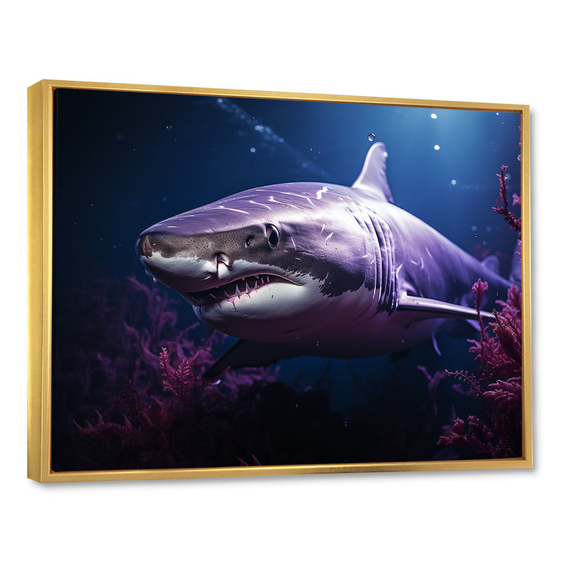 " Oceans Purple Ghost Shark Photography ", 16" H x 32" W x 1" D, Gold Floater Framed