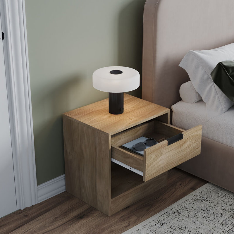 Siek 45cm W Metal Bedside Table, Natural