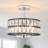 3-Light Crystal Ceiling Light Fixture Semi Flush Mount Chandelier with Drum Shade-943180878