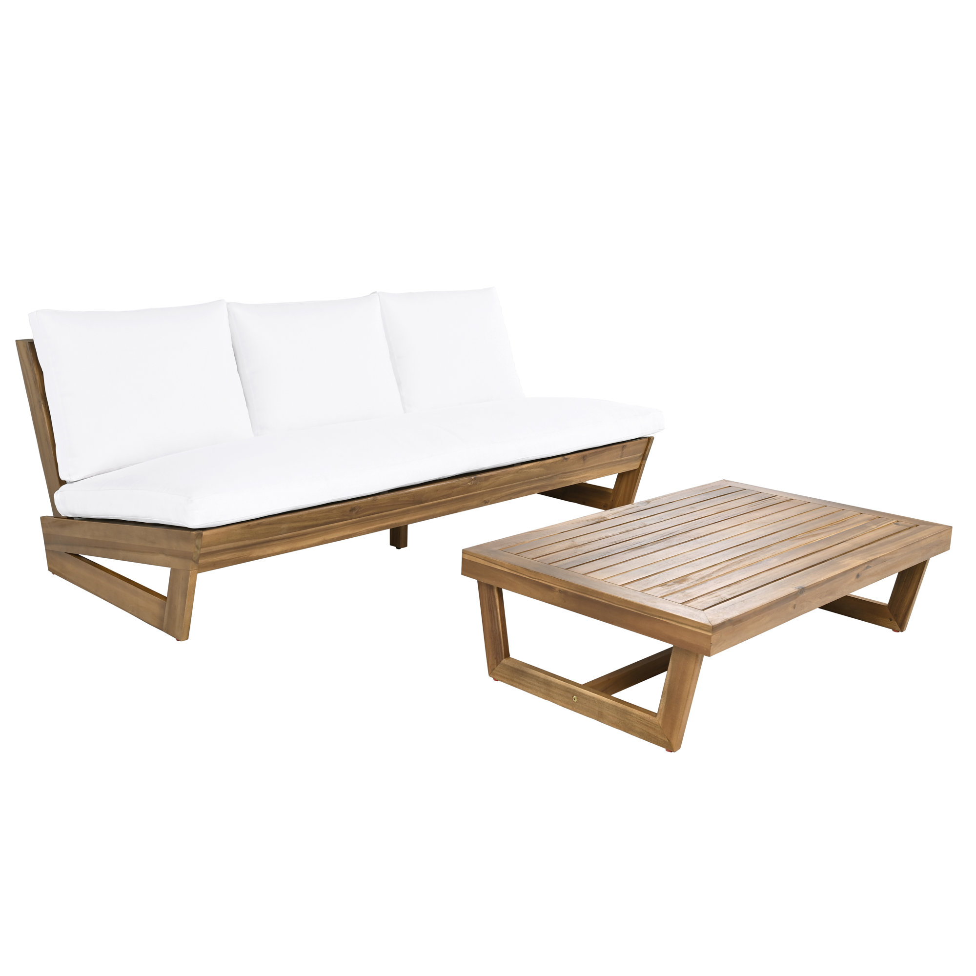 Louise Outdoor Conversation Set, White, Brown