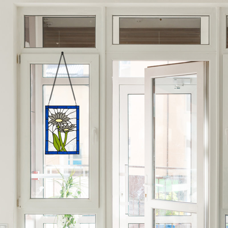 Panneau de vitrail en forme de marguerite 11,25 po H Tiffany