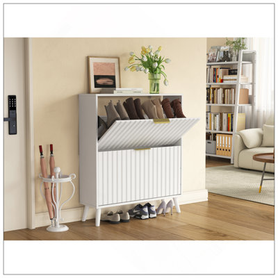 Efficient Tipping Bucket Storage Organizer, Space-Saving Narrow Design, Premium Materials With Solid Wood Legs, Safety Anti-Tip Kit, Versatile Home Storage Solution