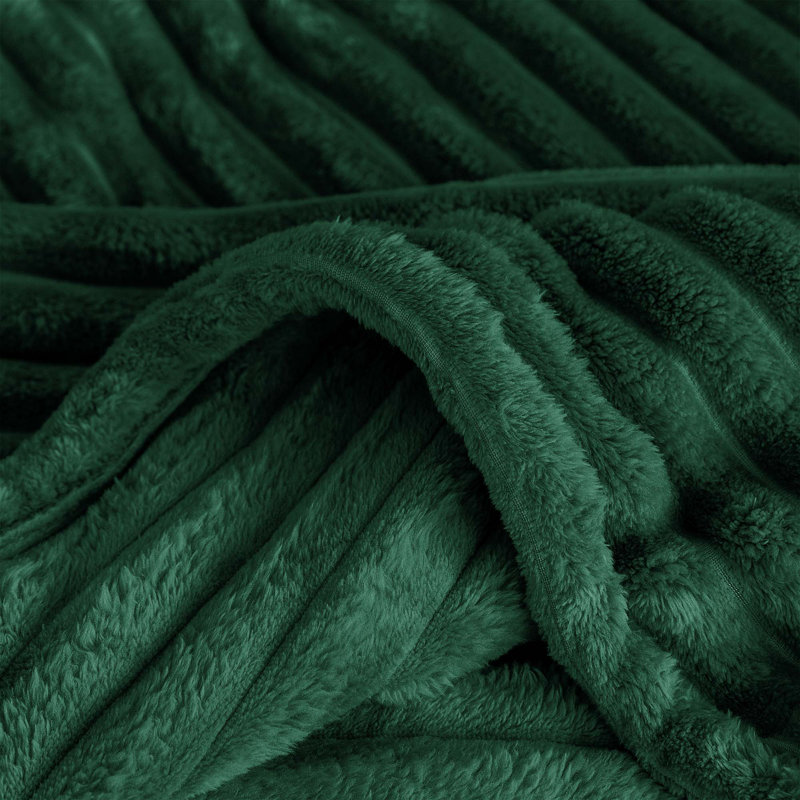 Rehana Snug Soft Chunky Ribbed Cord Plush Throw Blanket, W200 x L240cm, Emerald