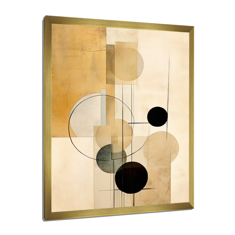 Beige géométrie en mouvement VI, Cadre doré à une seule photo, H 32 po x l 24 po x P 1 po