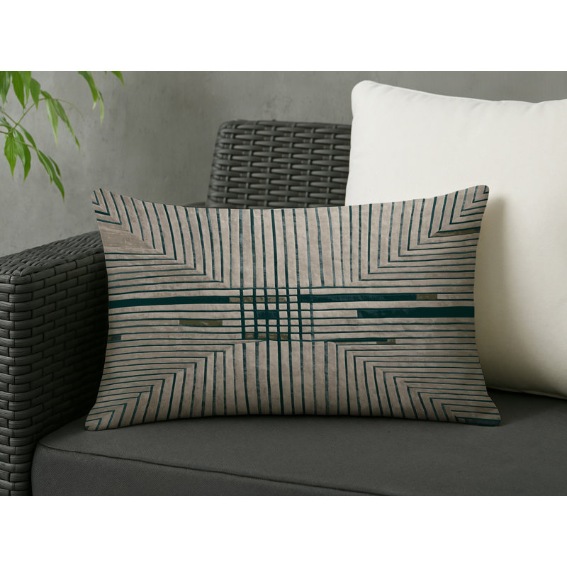 Coussin décoratif intérieur et extérieur Modern, Grey Abstract 12, Rectangle H 20 po x l 14 po