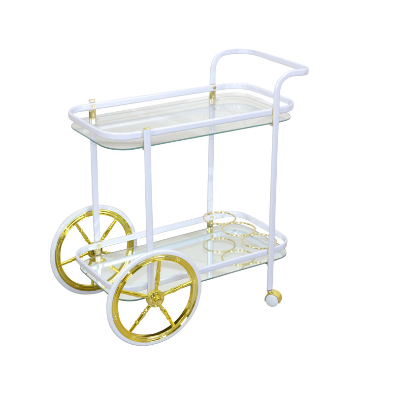 Gelmen Serving Cart, White/Gold