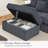 92'' Wide Comfy Corduroy Cloud Couch Sectional Loveseat Sofa With Ottoman,Hassle-free Assembly-1999576214