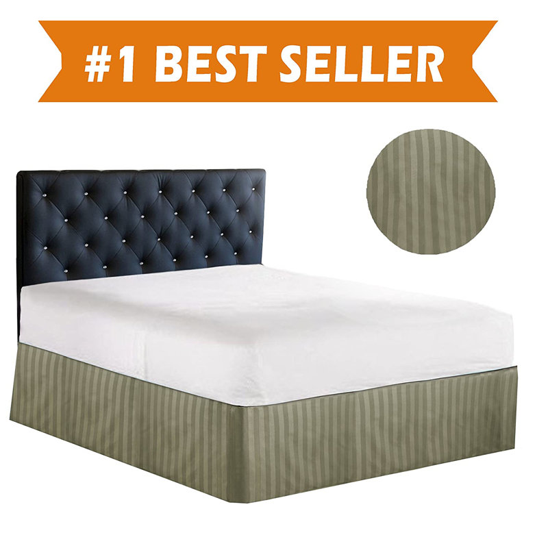 Tailored Microfiber Bed Skirt with Inverted Pleats, Wrinkle-Resistant, 14-Inch Drop, Green, Queen