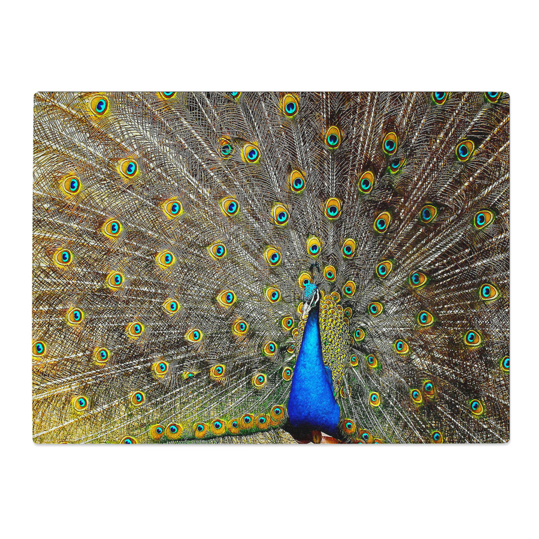 Peacock Bird 4  Glass Chopping Board