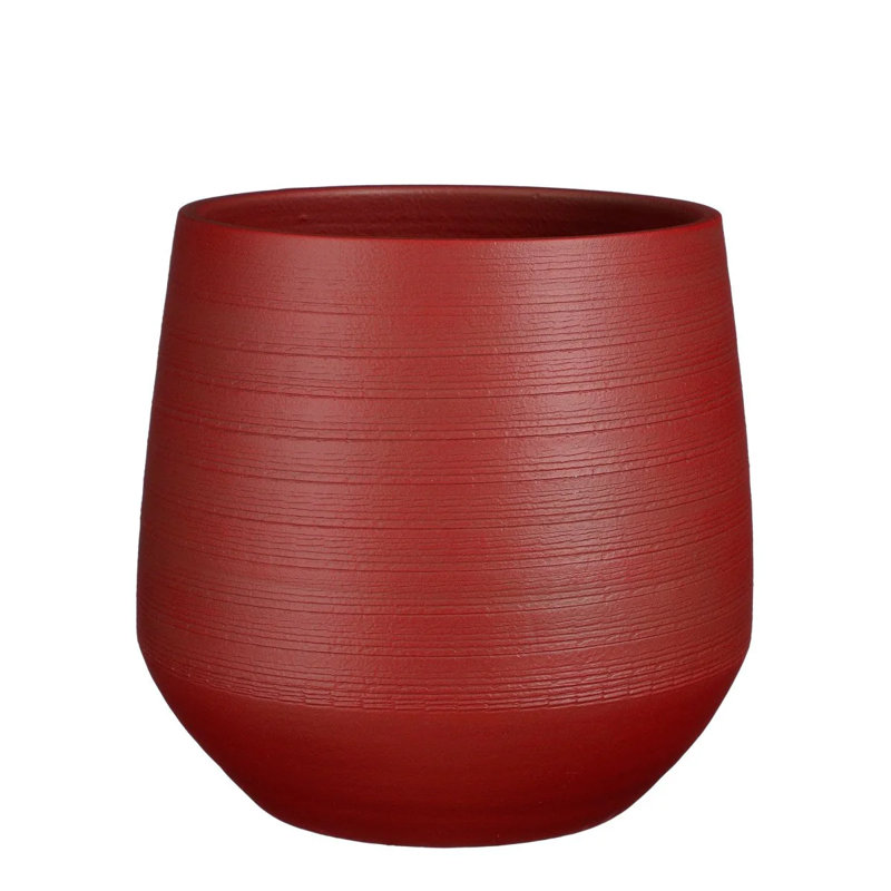 Evora Ceramic Pot Planter, 34cm H x 37cm W x 37cm D, Red