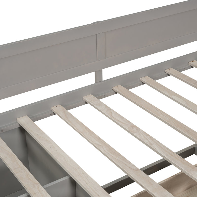 Lit de jour avec tiroirs et tablettes, Gray, Lit simple