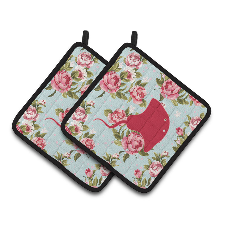Cuisinier poignée roses shabbys de la caroline de trésors Stingray, Rose / Bleu