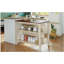 Îlot de cuisine fixe en bois massif de 45 pouces de style champêtre, îlot de salle à manger en bois d'hévéa, avec 2 tablettes ouvertes, noyer et blanc crème