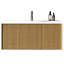 Meuble-lavabo flottant en chêne naturel de 36 po, fixation murale, lavabo intégré blanc, quincaillerie, film haut de gamme, chêne en forme de U moderne, bords courbés en céramique, tiroir spacieux avec drainage en forme