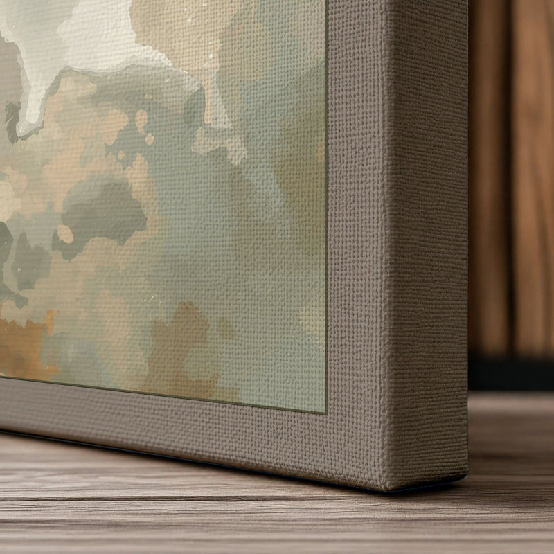 Fish in Mist Minimalist - Wrapped Canvas, 30x20 - 76.2 x 50.8 cm, Taupe Border