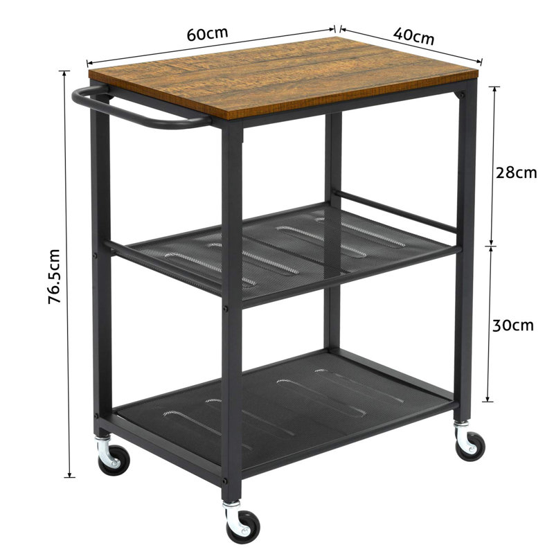 Angelinna 76.5cm H x 60cm W Utility Cart with Wheels