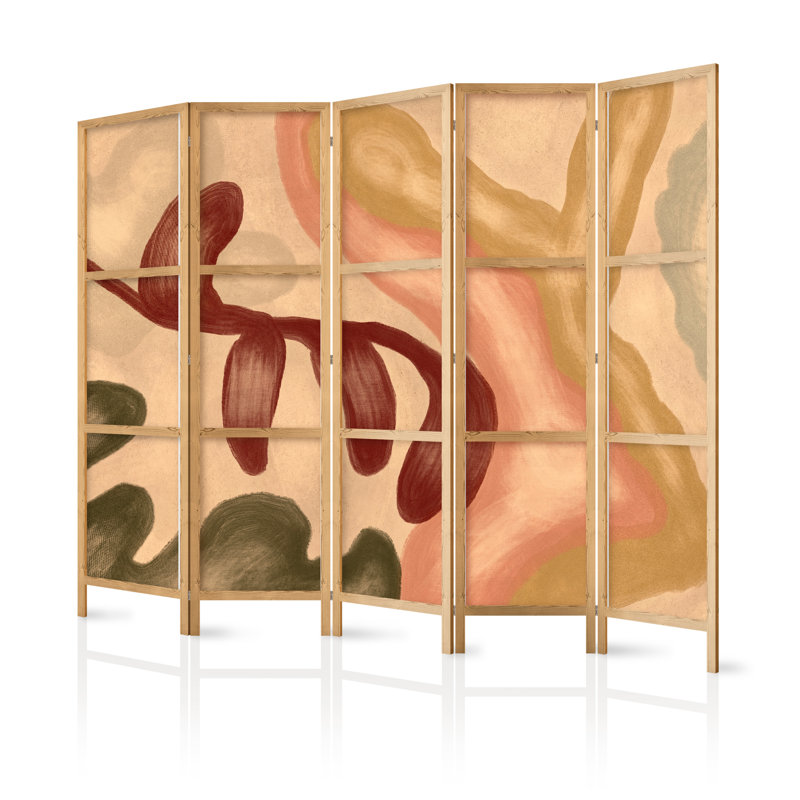 171cm H Solid Wood Folding Room Divider, 171cm H x 225cm W x 1.2cm D, 5