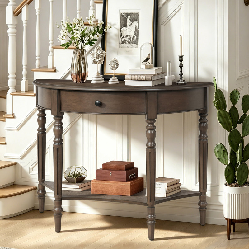 Console avec tiroir et tablette inférieure, Walnut