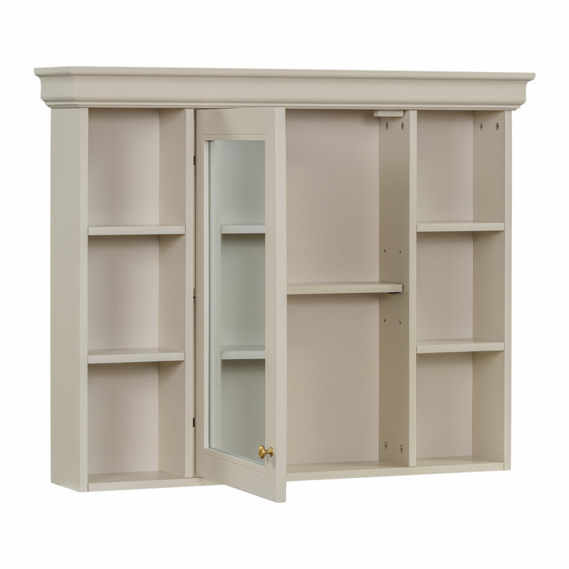 Armoire de rangement murale avec porte miroir, Beige