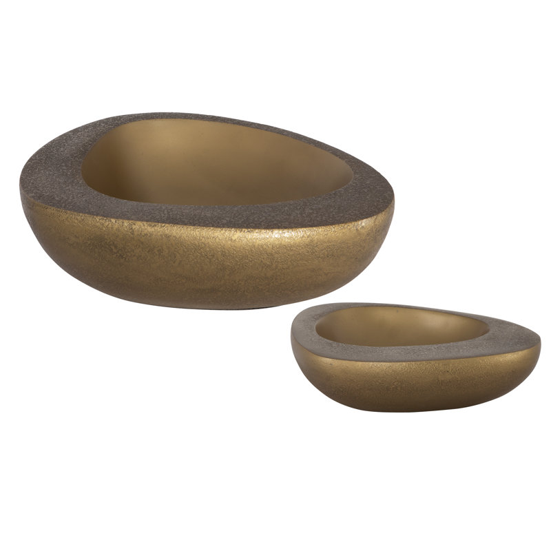 Antique Brass Sculptural Bowls Set of 2