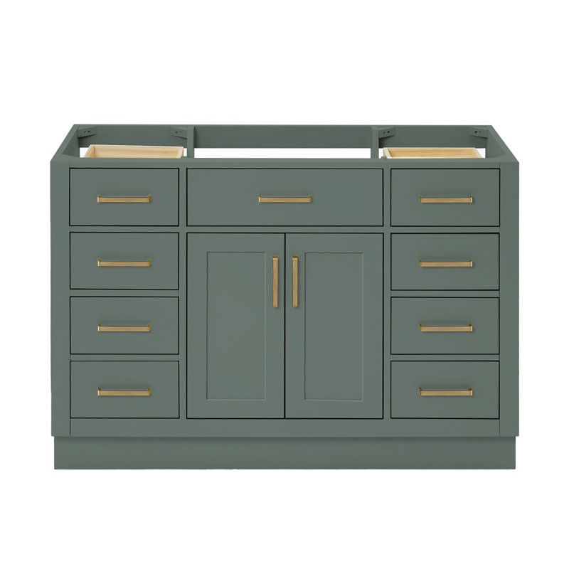 Osoria 48'' Solid Wood Single Bathroom Vanity Base Only, Base Cabinet without Top, Vintage Green