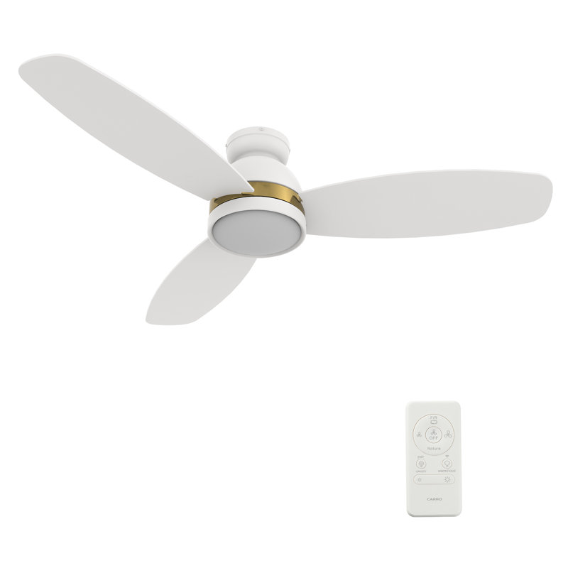Smart Flush Mount Ceiling Fan with Light, Remote Control, DC Motor, 48", White