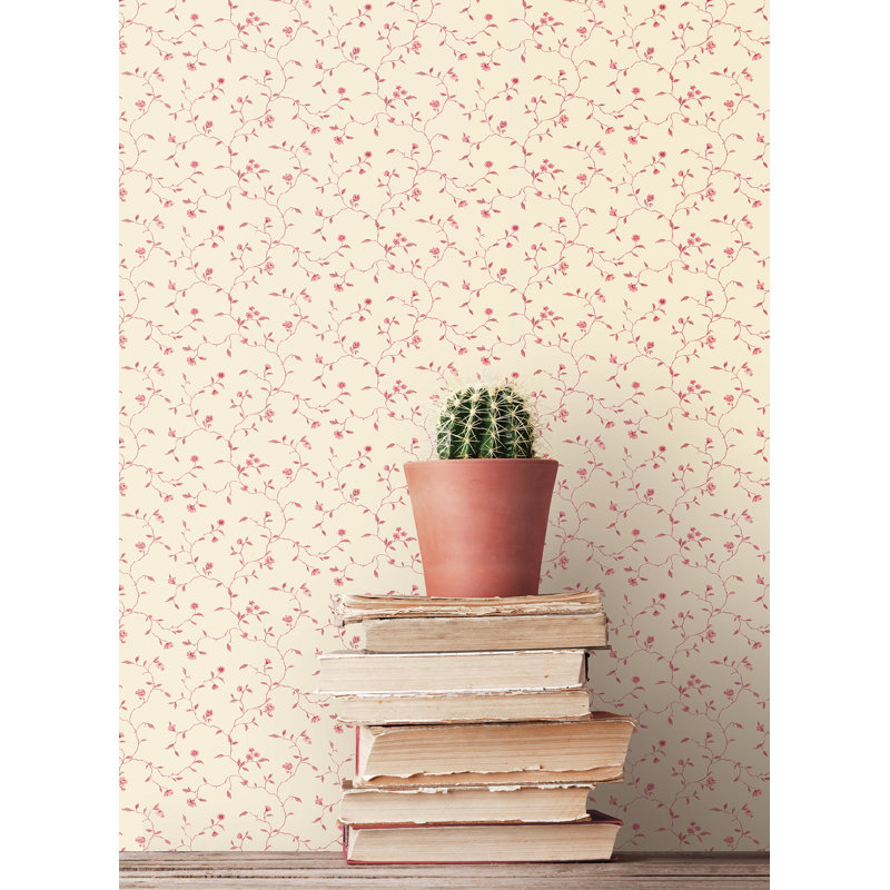 Schofield 10m x 53cm Matte Wallpaper Roll, Dark Pink/Cream