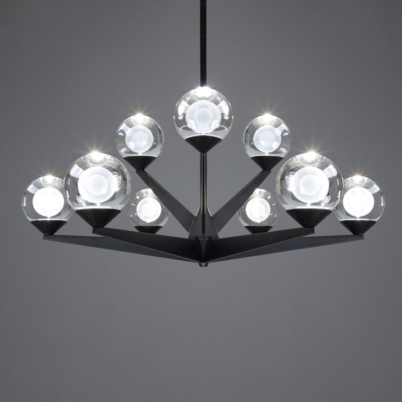 Eclipse Black 9-Light LED Sputnik Sphere Chandelier with Crystal Accents