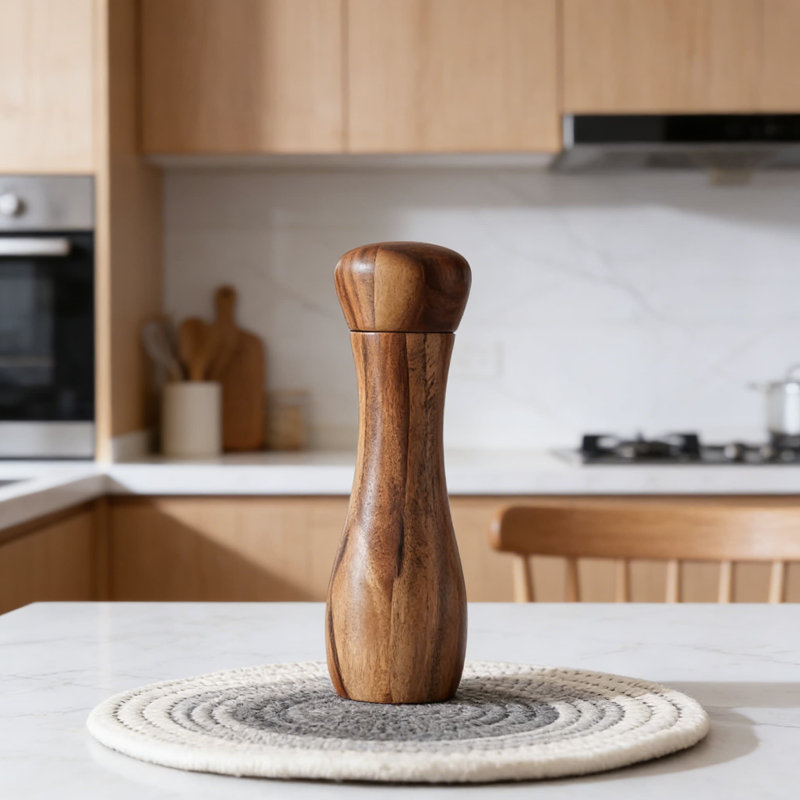 Premium Acacia Wood Pepper Grinder And Salt Mill With Adjustable Ceramic Grinder Mechanism For Coarse To Fine Grind, 8-Inch Kitchen Essential