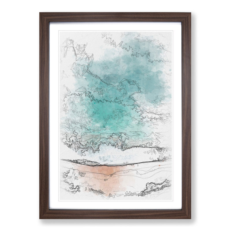 Sydney Australia Beach - Picture Frame Painting Print, 33cm H x 24cm W x 2cm D, Walnut Framed