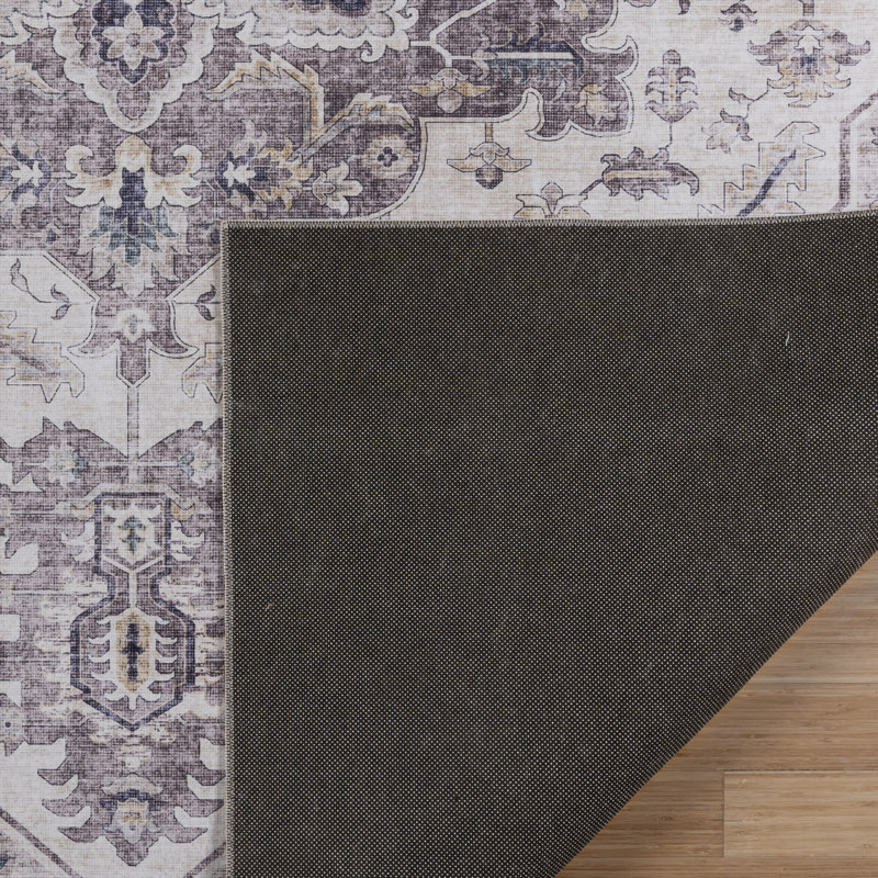 Tapis intérieur ivoire multi-médaillons Samira Tiefi, Rectangle 4 pi 9 po x 8 pi 9 po